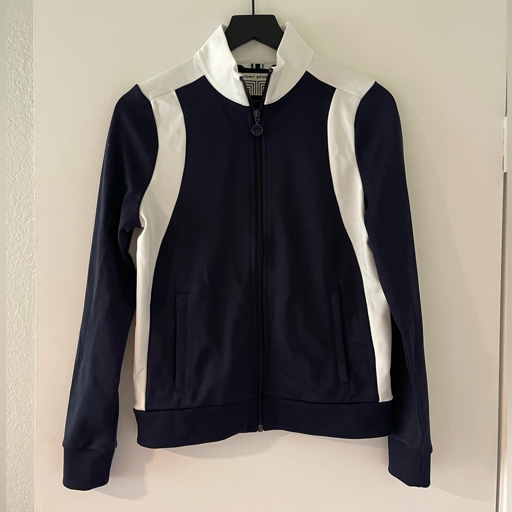 Tory Sport Navy and White Bomber Jacket